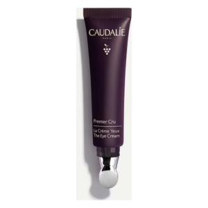 Lila Tube mit Augencreme von Caudalie, deutliche Produktbezeichnung und applikatorartiger Spitze.