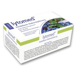 Verpackung von lytomed Heidelbeer-Elektrolytlösung zur Behandlung von Durchfallerkrankungen bei Kindern und Erwachsenen.