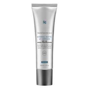 Eine Tube mit mineralischer Sonnencreme in mattierter Formulierung, SPF 30, von SkinCeuticals.