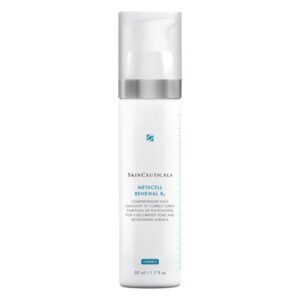 Weißer Flakon mit Pumpe von SkinCeuticals, enthält Emulsion zur Korrektur von Hautalterung.