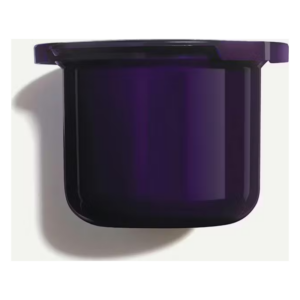 Runder Behälter in mattem Lila mit einem schmalen Rand und leichtem Glanz auf der Oberfläche.