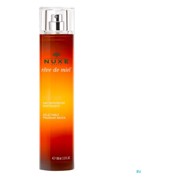 Flasche mit parfümiertem Wasser von NUXE, orangefarbener Farbverlauf, Sprühverschluss, 100 ml Inhalt.