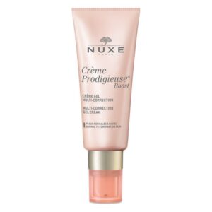 Rosa Tube mit Nuxe Crème Prodigieuse Boost, für normale bis Mischhaut, mit Pumpspender.