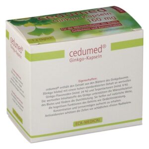 Verpackung von cedumed Ginkgo-Kapseln, 160 mg, zur Unterstützung von Gedächtnis und Konzentration.