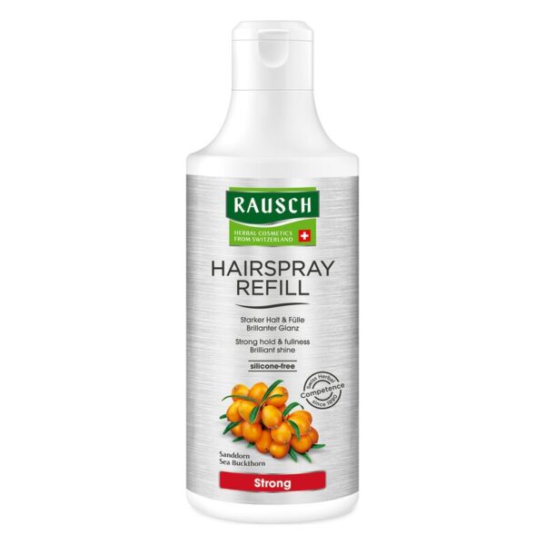 Nachfüllpackung für Haarspray von Rausch mit silikonsfreier Formel, betont starken Halt und Glanz.