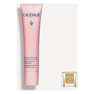 Rosa Tube mit der Bezeichnung Resveratrol-Lift von Caudalie, die eine aufflammende Cashmere-Creme anbietet.