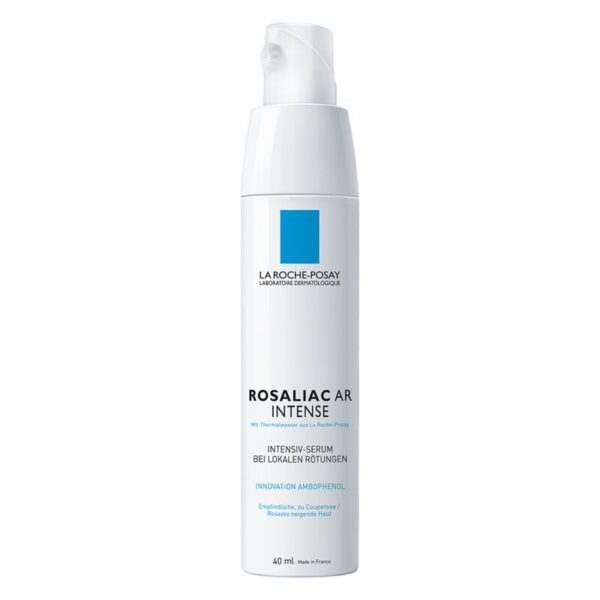 Rosa farbenes Serum in einer weißen Sprühflasche mit blauem Logo von La Roche-Posay, für empfindliche Haut.