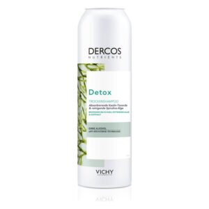 Dose für Trockenshampoo von Vichy mit Detox-Formel, enthält Kaolin und Spirulina, ohne Alkohol.