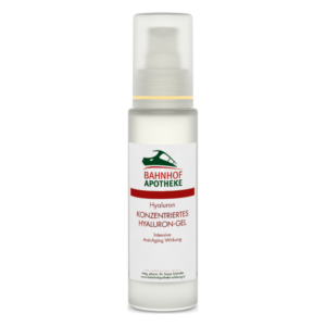 Konzentriertes Hyaluron-Gel in einem Pumpspender, empfohlen für intensive Anti-Aging Wirkung.