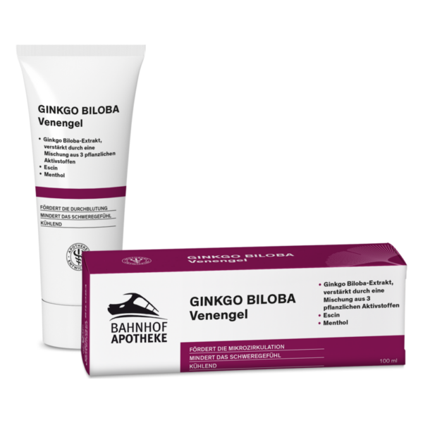 Ginkgo Biloba Venengel in einer Tube und Box, fördert die Durchblutung und wirkt kühlend.