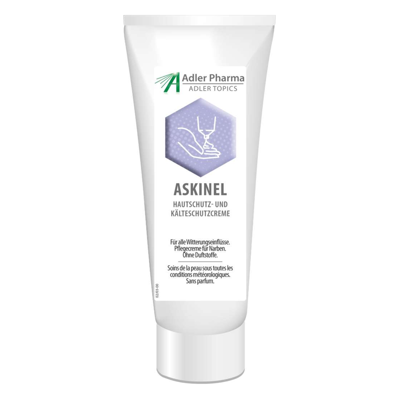 Tube mit Hautschutz- und Kälteschutzcreme von Adler Pharma, für Wetterbedingungen und Narbenpflege ohne Duftstoffe.