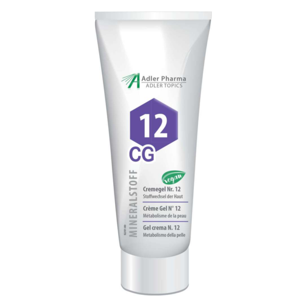 Tube mit Cremegel Nr. 12 von Adler Pharma, vegan, zur Unterstützung des Hautstoffwechsels.
